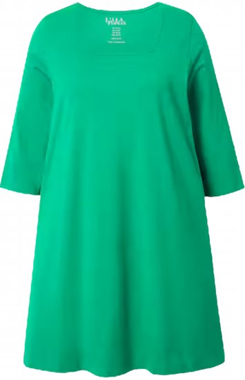 Ulla Popken Square Neckline Knit Swing A-line Pocket Tunic Moss Green - T-shirts imprimés pour femme - 