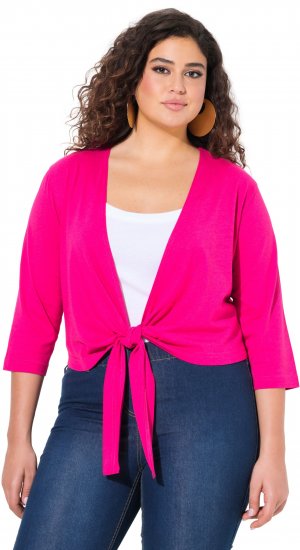 Ulla Popken Versatile Surplice Wrap Tie Hem Bolero Top Magenta Pink - Ulla Popken - 