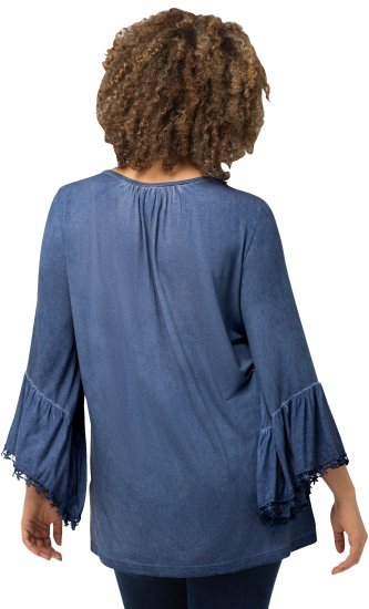 Ulla Popken Trumpet Sleeve Cold Dyed Tee Dove Blue - T-shirts imprimés pour femme - 