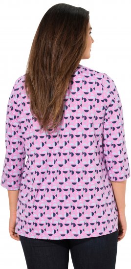 Ulla Popken Geometric Pattern 3/4 Sleeve Tee Amethyst - T-shirts imprimés pour femme - 