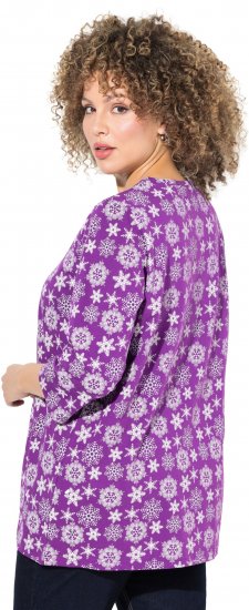 Ulla Popken Snowflake Print 3/4 Sleeve A-Line Tee Dark Purple - T-shirts imprimés pour femme - 