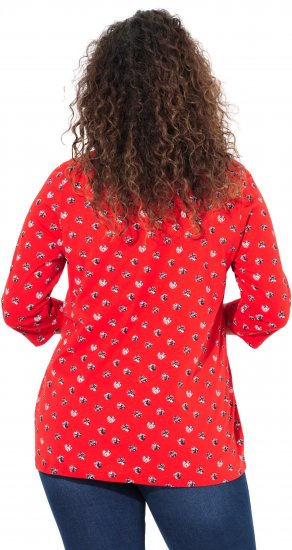 Ulla Popken Minimal Floral Print 3/4 Sleeve Tee Neon Red - T-shirts imprimés pour femme - 