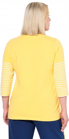 Ulla Popken Paper Boat Print 3/4 Sleeve Tee Sun Yellow - T-shirts imprimés pour femme - 