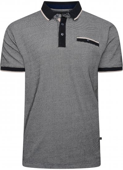 Kam Jeans 5525 Raised Dobby Fabric Polo with Tipping Black - Polos - Polos homme grande taille