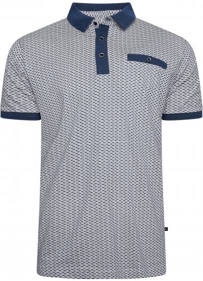 Kam Jeans 5528 AOP Print with Jacquard Collar/Cuffs Polo Navy - Polos - Polos homme grande taille