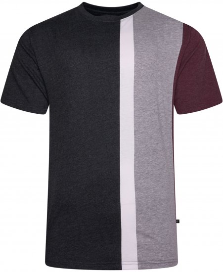 Kam Jeans 5782 Cut and Saw Vertical Stripe Tee Charcoal - T-shirts - T-shirts Homme Grande Taille