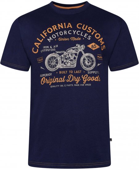 Kam Jeans 5787 California Customs Print Tee Navy - T-shirts - T-shirts Homme Grande Taille