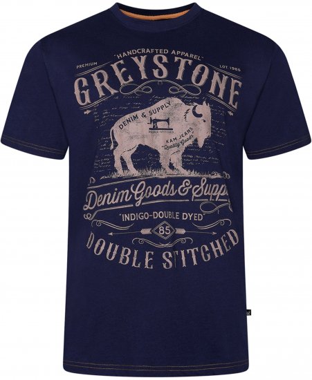 Kam Jeans 5790 Greystone Print Tee Navy - T-shirts - T-shirts Homme Grande Taille