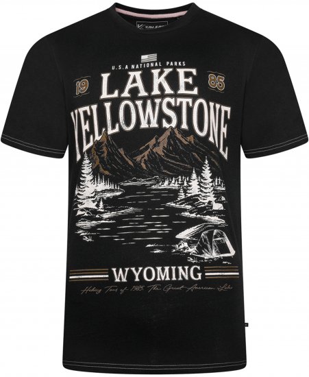 Kam Jeans 5792 Lake Yellowstone Print Tee Black - T-shirts - T-shirts Homme Grande Taille