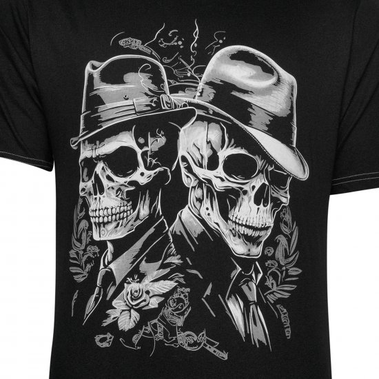 Kam Jeans 5796 Twin Gentleman Skull Print Tee Black - T-shirts - T-shirts Homme Grande Taille