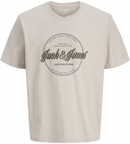 Jack & Jones Dover Denim O-Neck T-Shirt Moonbeam Grey - T-shirts - T-shirts Homme Grande Taille