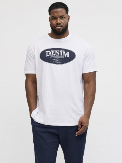Jack & Jones Dover Denim O-Neck T-Shirt White - T-shirts - T-shirts Homme Grande Taille