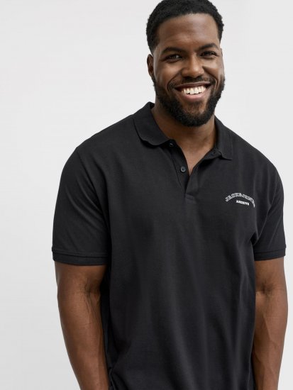 Jack & Jones College Logo Polo Short Sleeve Black - Polos - Polos homme grande taille
