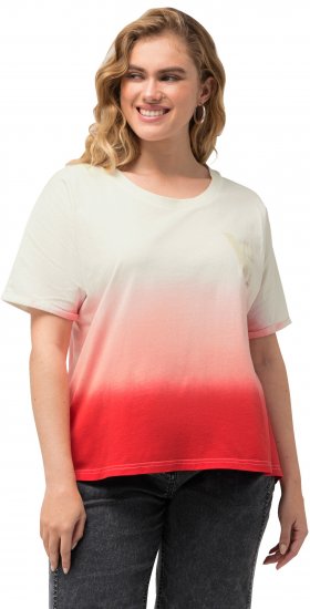 Ulla Popken Dip Dyed Short Sleeve Logo Tee Off-White - T-shirts imprimés pour femme - 