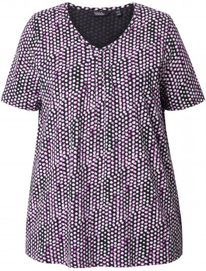 Ulla Popken So Many Dots Tee Light Heather - T-shirts imprimés pour femme - 