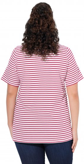 Ulla Popken Palm Tree Embroidered Tee Dark Raspberry - T-shirts imprimés pour femme - 