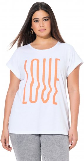 Ulla Popken LOVE Short Sleeve Graphic Tee Snow White - T-shirts imprimés pour femme - 