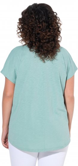 Ulla Popken Metallic Animal Cap Sleeve Graphic Tee Light Green - T-shirts imprimés pour femme - 