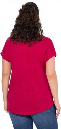 Ulla Popken Metallic Animal Cap Sleeve Graphic Tee Dark Raspberry - T-shirts imprimés pour femme - 