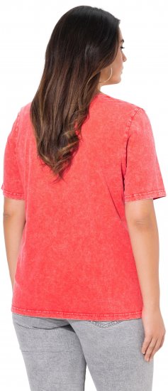 Ulla Popken Easy Short Sleeve Acid Wash Graphic Tee Light Red - T-shirts imprimés pour femme - 