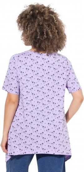 Ulla Popken Palm Tree Print Pointed Hem Tee Lavender - T-shirts imprimés pour femme - 