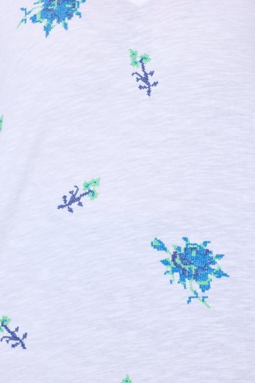 Ulla Popken Cross Stitch Short Sleeve Tee Snow White - T-shirts imprimés pour femme - Tee-shirts à motifs pour femme