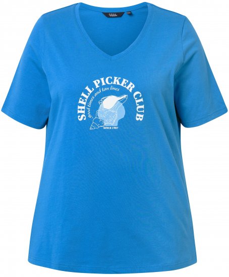Ulla Popken Shell Picker Club Short Sleeve Graphic Tee Teal Blue - VÊTEMENTS FEMME 40-66 - 