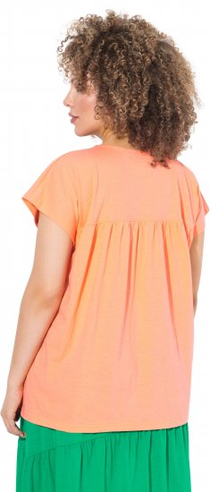 Ulla Popken Free Spirit Butterfly Cap Sleeve Graphic Tee Coral - T-shirts imprimés pour femme - 