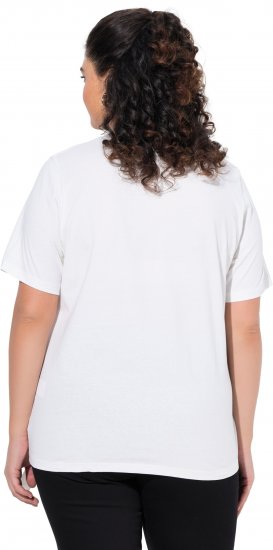 Ulla Popken Flamingo Short Sleeve Graphic Tee Off-White - T-shirts imprimés pour femme - 