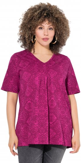 Ulla Popken Snake Print V-Neck Tee Magnolia Red - T-shirts imprimés pour femme - 