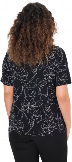 Ulla Popken Abstract Animal Print Short Sleeve Tee Black - T-shirts imprimés pour femme - 
