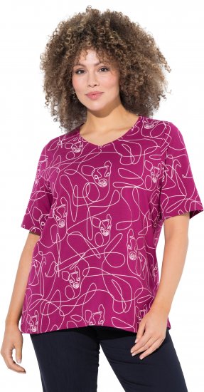 Ulla Popken Abstract Animal Print Short Sleeve Tee Magnolia Red - T-shirts imprimés pour femme - 