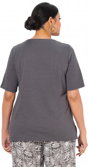 Ulla Popken Cactus Short Sleeve Graphic Tee Graphite Grey - T-shirts imprimés pour femme - 
