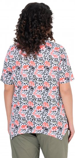 Ulla Popken Half-sleeve A-line V-neck Pointed Hem Animal Pattern T-shirt Snow White - T-shirts imprimés pour femme - 