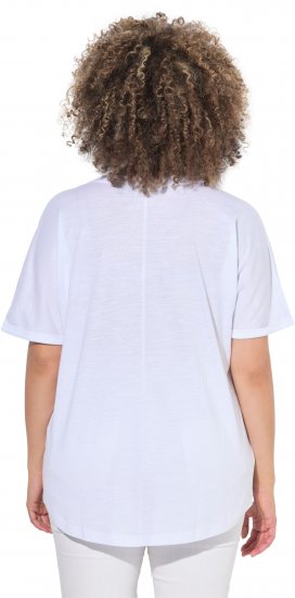 Ulla Popken Drinks And Sunset Graphic Tee Snow White - T-shirts imprimés pour femme - 