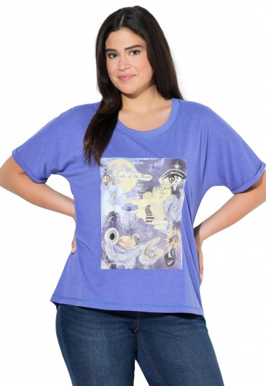 Ulla Popken Lady Of The Moon Short Sleeve Graphic Tee Lavender - T-shirts imprimés pour femme - 