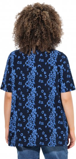 Ulla Popken Letter Print Short Sleeve Tee Navy - T-shirts imprimés pour femme - 