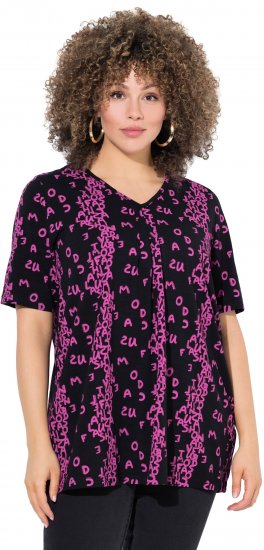Ulla Popken Letter Print Short Sleeve Tee Magnolia Red - T-shirts imprimés pour femme - 
