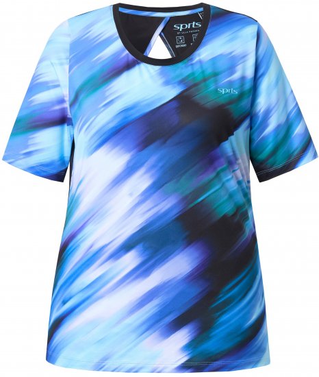 Ulla Popken Cutout Abstract Print Short Sleeve Tee Light Sapphire - T-shirts imprimés pour femme - 