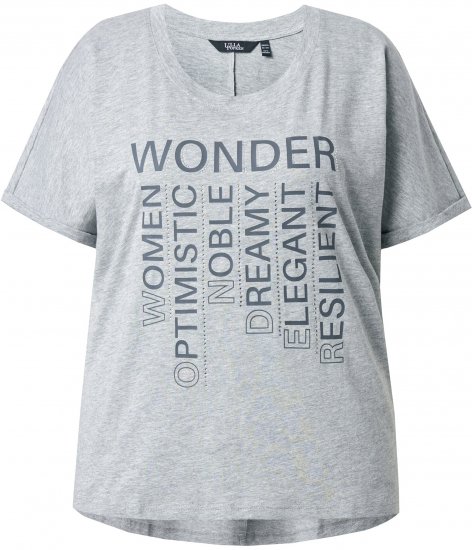 Ulla Popken WONDER Short Sleeve Graphic Tee Light Grey Melange - T-shirts imprimés pour femme - 
