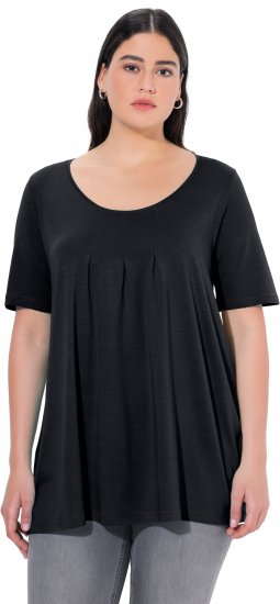 Ulla Popken Essential Front Pleat Tee Black - T-shirts - 