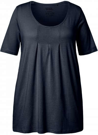 Ulla Popken Essential Front Pleat Tee Navy Blue - T-shirts - 