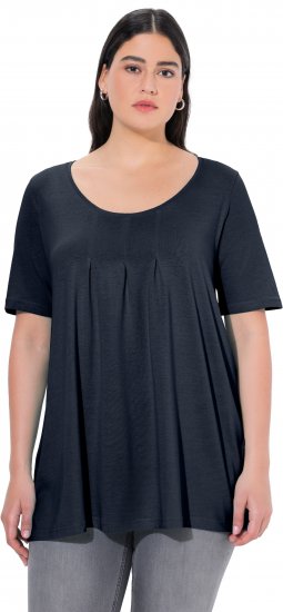 Ulla Popken Essential Front Pleat Tee Navy Blue - T-shirts - 
