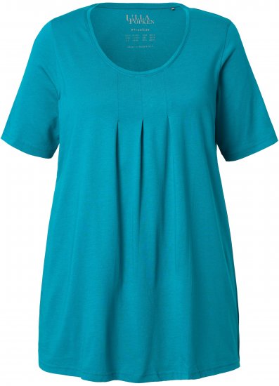 Ulla Popken Essential Front Pleat Tee Teal - T-shirts - 