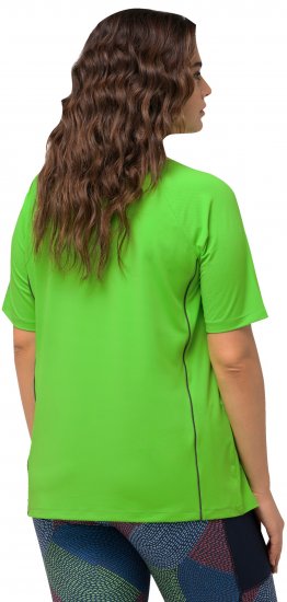 Ulla Popken Piping Accent Functional UVP 50+ Stretch Knit Top Light Green - T-shirts - 