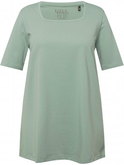 Ulla Popken Essential Square Neck Stretch Tee Light Moss Green - T-shirts - 