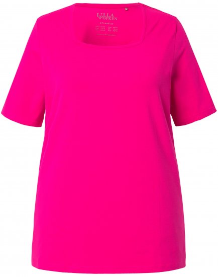Ulla Popken Essential Square Neck Stretch Tee Magenta Pink - T-shirts - 