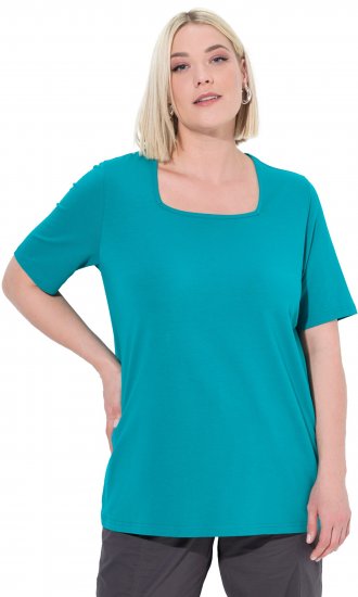 Ulla Popken Essential Square Neck Stretch Tee Green Emerald - T-shirts - 
