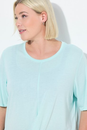 Ulla Popken Antibacterial Short Sleeve Draped Tee Light Turquiose - T-shirts - T-shirts au féminin, grandes tailles