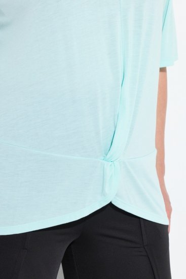 Ulla Popken Antibacterial Short Sleeve Draped Tee Light Turquiose - T-shirts - T-shirts au féminin, grandes tailles